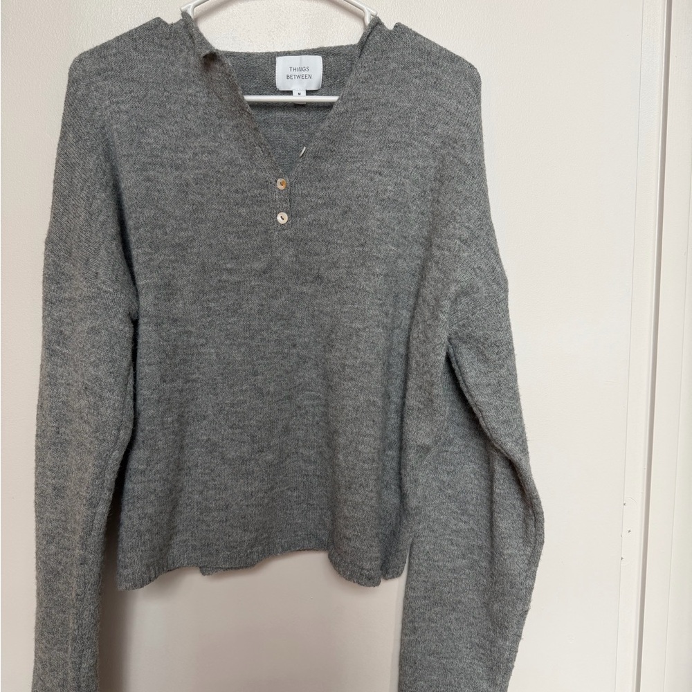 Gray V-Neck Sweater